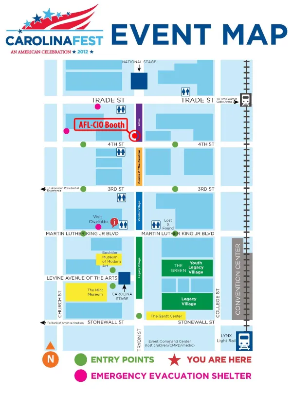Carolina Fest Map with AFL-CIO booth marked