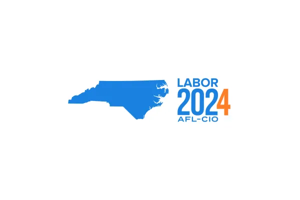 illustration of the state of north carolina to the left of the words labor 2024 afl-cio