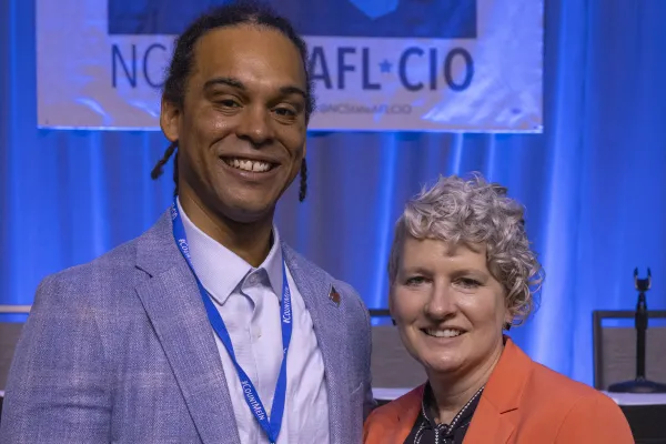 photo of braxton winston and marybe mcmillan at 68th annual convention of the nc state afl-cio