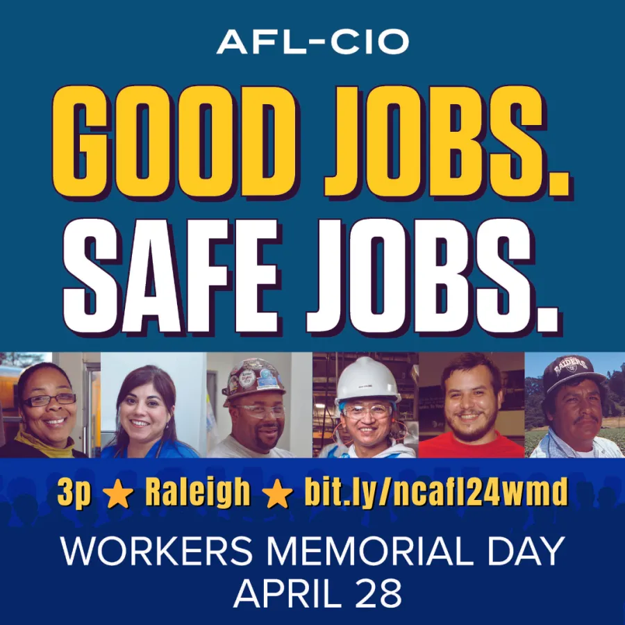 graphic advertising workers memorial day service april 28th at 3pm in raleigh, nc
