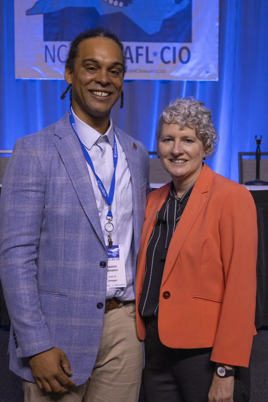 photo of braxton winston and marybe mcmillan at 68th annual convention of the nc state afl-cio