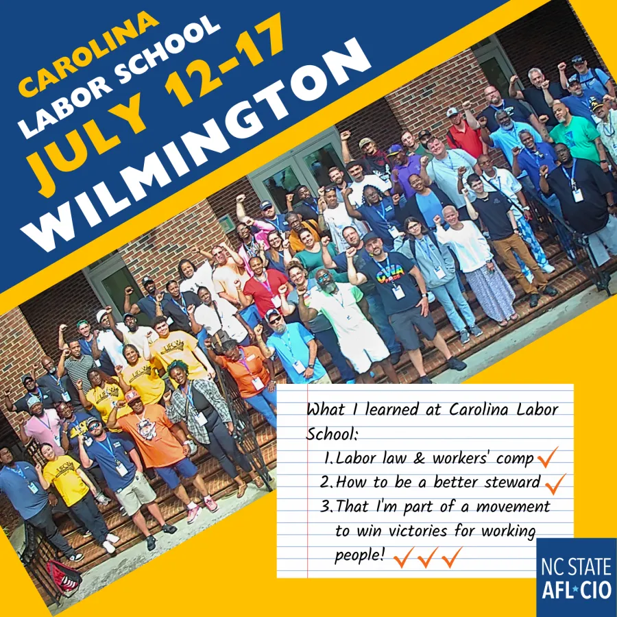 graphic promoting Carolina labor school