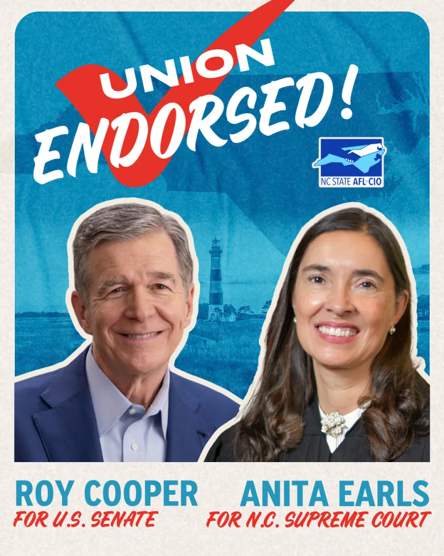 endorsement graphic featuring roy cooper for us senate and anita earls for nc supreme court