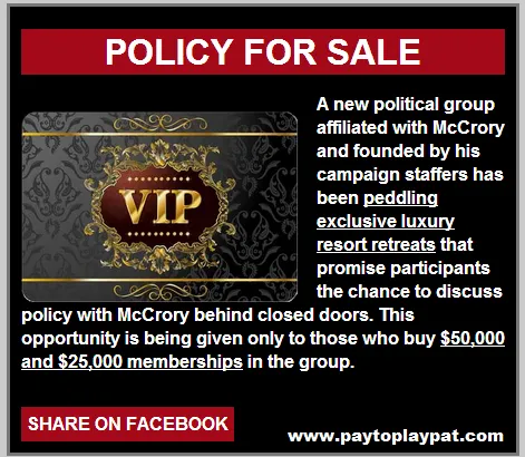 Pay-to-Play-Pat McCrory is cashing in on selling out NC.