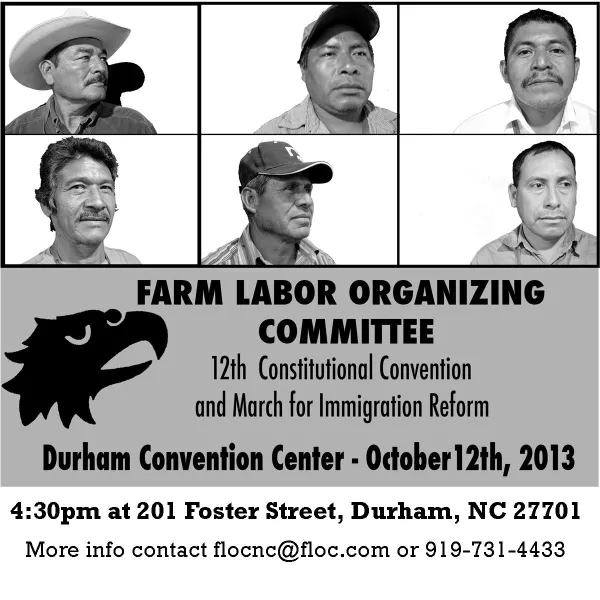 Farm laborers will meet and march in Durham on October 12, 2013
