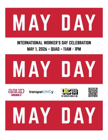 graphic promoting May Day 2026 in Chapel Hill